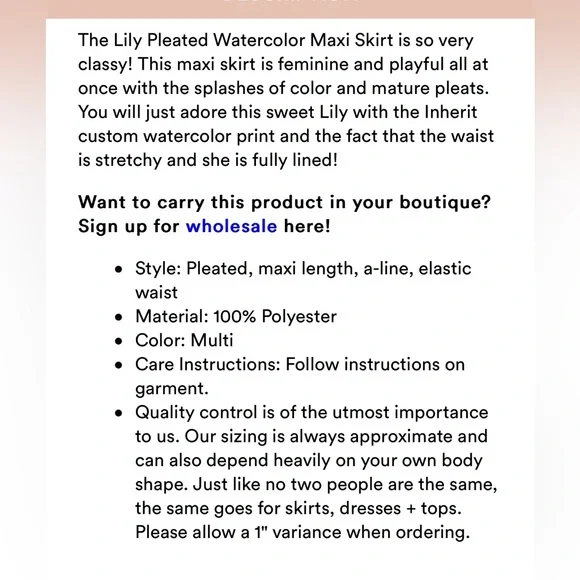 NWT | Inherit Clothing Co. | Lily | Skirt - Picture 4 of 11